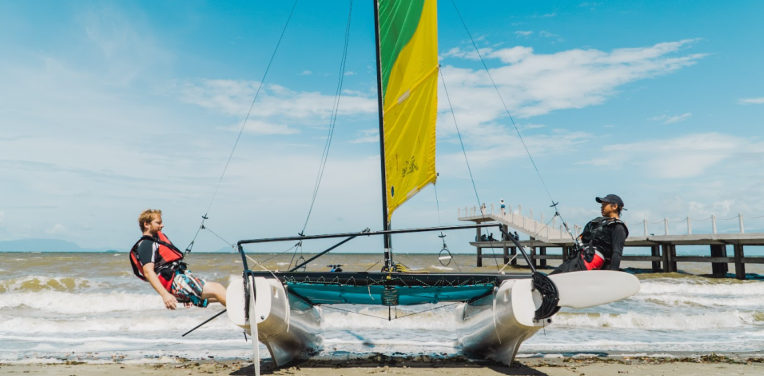 Young sailors on a Hobie catamaran at Kep West